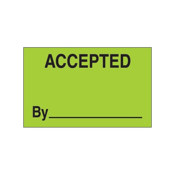 Bsc Preferred 1 1/4 x 2'' - ''Accepted By'' Fluorescent Green Labels BUY00016250 - main